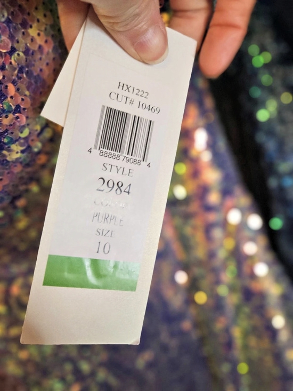 Colors Dress 2984 Sequined Asymmetrical Prom Dress Purple & Green Size 10 - Picture 4 of 6